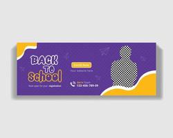 Kids Back to school modern social media cover design template vector