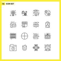 16 Universal Outline Signs Symbols of transform flip gift setting setting Editable Vector Design Elements