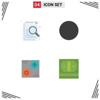 User Interface Pack of 4 Basic Flat Icons of document make connection revenue money Editable Vector Design Elements