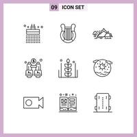 Modern Set of 9 Outlines and symbols such as locate explore nation binoculars mountain Editable Vector Design Elements