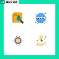 4 Thematic Vector Flat Icons and Editable Symbols of page eye test page search web science Editable Vector Design Elements