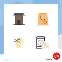 4 User Interface Flat Icon Pack of modern Signs and Symbols of arch purchase historic e head Editable Vector Design Elements