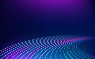 Abstract wallpaper of blue and purple lines trails with motion blur effect in the dark, texture of neon light, cover background. Technology dynamic concept of energy speed road for banner or flyer. vector