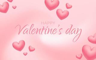 Valentines day sale pink romantic background with 3d balloon hearts. Realistic 3d design. Vector illustration. Romantic composition. Vector illustration for website, posters, ads, coupons, promotion.