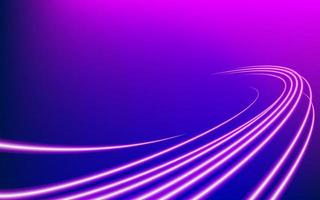 Abstract wallpaper of blue and purple lines trails with motion blur effect in the dark, texture of neon light, cover background. Technology dynamic concept of energy speed road for banner or flyer. vector