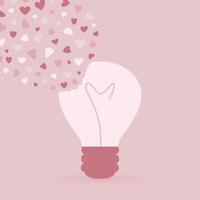 Bulb with heart on a pink background. A vector illustration