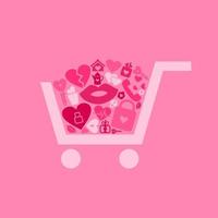 In a cart the love lays. A vector illustration