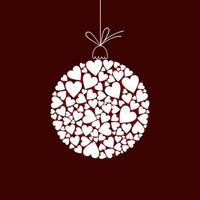 Sphere from hearts on a red background. A vector illustration