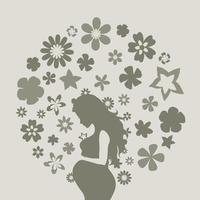 The pregnant girl on a grey background. A vector illustration