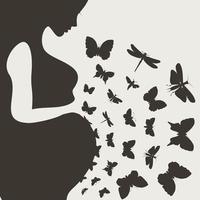 de la niña embarazada vuelan las mariposas. una ilustración vectorial vector