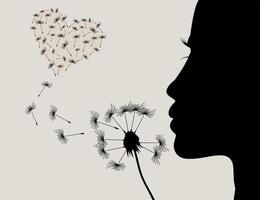 The girl blows on a flower a dandelion. A vector illustration