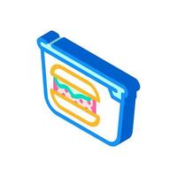 hamburger lunchbox isometric icon vector illustration color