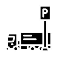 Ilustración de vector de icono de glifo de estacionamiento de camiones