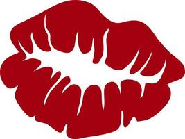 Print of female lips on a paper of red colour. vector