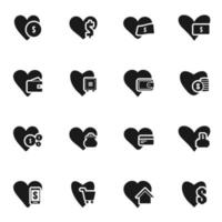 Set of icons on a theme heart. Vector illustration