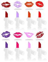 labios femeninos y pintalabios para ellos. una ilustración vectorial vector