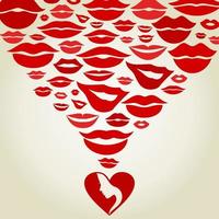 Love from heart of kisses. A vector illustration