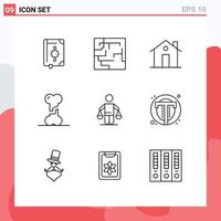 9 Universal Outline Signs Symbols of patent doctor building broken house Editable Vector Design Elements