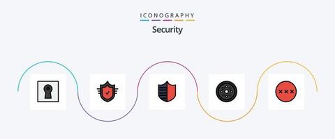 Security Line Filled Flat 5 Icon Pack Including password. safety. protection. protection. lock vector