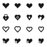 conjunto de iconos en un corazón temático. ilustración vectorial vector