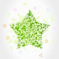 Green star on a natural background. A vector illustration