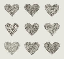Collection heart on different themes of love. A vector illustration