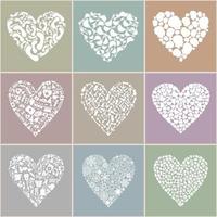 Collection heart on different themes of love. A vector illustration