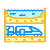 ilustración de vector de icono de color de túnel de ferrocarril submarino