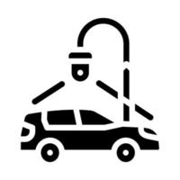 ilustración de vector de icono de glifo de vigilancia de video de estacionamiento de automóviles