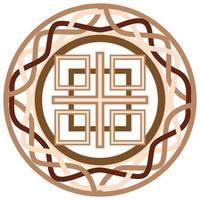 Makosh, a Slavic symbol decorated with an ornament in a wreath of Scandinavian weaving. Beige trendy design vector
