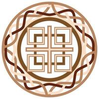 Makosh, a Slavic symbol decorated with an ornament in a wreath of Scandinavian weaving. Beige trendy design vector