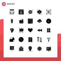 Modern Set of 25 Solid Glyphs and symbols such as box father web dad settings Editable Vector Design Elements