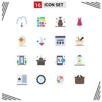 Pack of 16 Modern Flat Colors Signs and Symbols for Web Print Media such as cyber wedding classic girl music Editable Pack of Creative Vector Design Elements