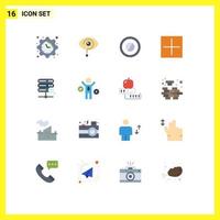 Modern Set of 16 Flat Colors Pictograph of server plus mark open add Editable Pack of Creative Vector Design Elements