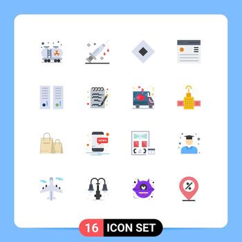 conjunto de colores planos de interfaz móvil de 16 pictogramas de casilleros menú de jabón de usuario hamburguesa paquete editable de elementos creativos de diseño de vectores