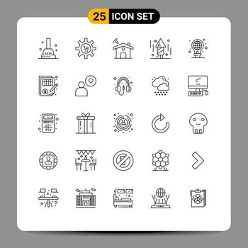 25 Line concept for Websites Mobile and Apps protection party setting fireworks house Editable Vector Design Elements