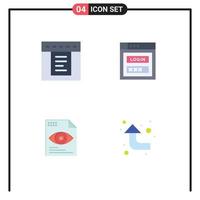 Set of 4 Modern UI Icons Symbols Signs for dropdown eye internet web security arrows Editable Vector Design Elements