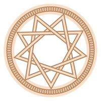a Slavic symbol decorated with an ornament of Scandinavian weaving. Beige trendy, design with runes and sun vector