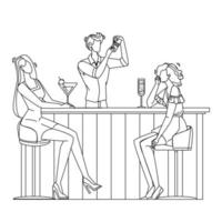 barman haciendo cóctel alcohólico para mujeres vector