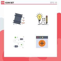 Modern Set of 4 Flat Icons and symbols such as barrels cable pollution key usb Editable Vector Design Elements