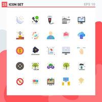 Set of 25 Modern UI Icons Symbols Signs for power send payment online rice cooker Editable Vector Design Elements