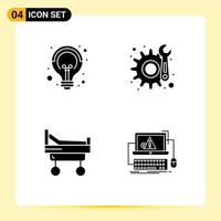 Mobile Interface Solid Glyph Set of 4 Pictograms of campaigns medical seo repair crash Editable Vector Design Elements