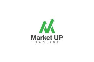 Market up logo design vector, initial letter M and arrow vector