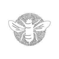Single swirl continuous line drawing of cute bee abstract art. Continuous line draw graphic design vector illustration style of bee stings for icon, sign, logo and minimalism modern wall decor