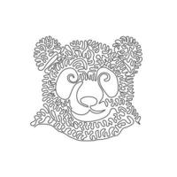 Single one line drawing of ferocious bear abstract art. Continuous line draw graphic design vector illustration of aggressive mammals for icon, symbol, company logo, poster wall decor