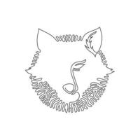 Single curly one line drawing of cute fox abstract art. Continuous line draw graphic design vector illustration of friendly domestic animal for icon, symbol, company logo, poster wall decor