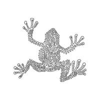 Single swirl continuous line drawing of cute frog abstract art. Continuous line draw graphic design vector illustration style of friendly domestic animal for icon, sign, minimalism modern wall decor