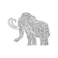 Continuous curve one line drawing of standing mammoth abstract art . Single line editable stroke vector illustration of friendly domestic animal for logo, wall decor and poster print decoration