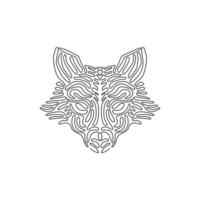 Single curly one line drawing of cute fox abstract art. Continuous line draw graphic design vector illustration of friendly domestic animal for icon, symbol, company logo, poster wall decor