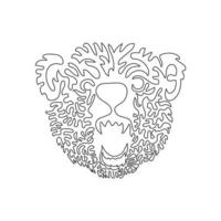 Single one line drawing of ferocious bear abstract art. Continuous line draw graphic design vector illustration of aggressive mammals for icon, symbol, company logo, poster wall decor